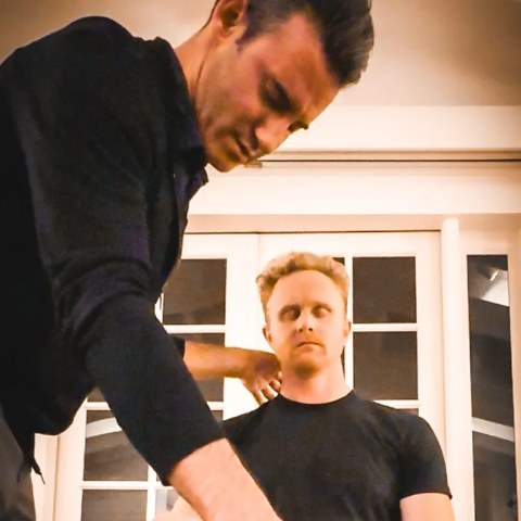 Joel giving Aren a healing